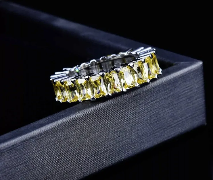 Eternity Ring | Yellow Diamond Ring | Yellow Diamond Engagement Rings | Canary Yellow Diamond Ring | Baguette Ring | Womens Engagement Ring