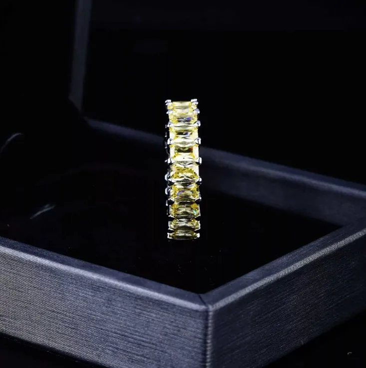 Eternity Ring | Yellow Diamond Ring | Yellow Diamond Engagement Rings | Canary Yellow Diamond Ring | Baguette Ring | Womens Engagement Ring