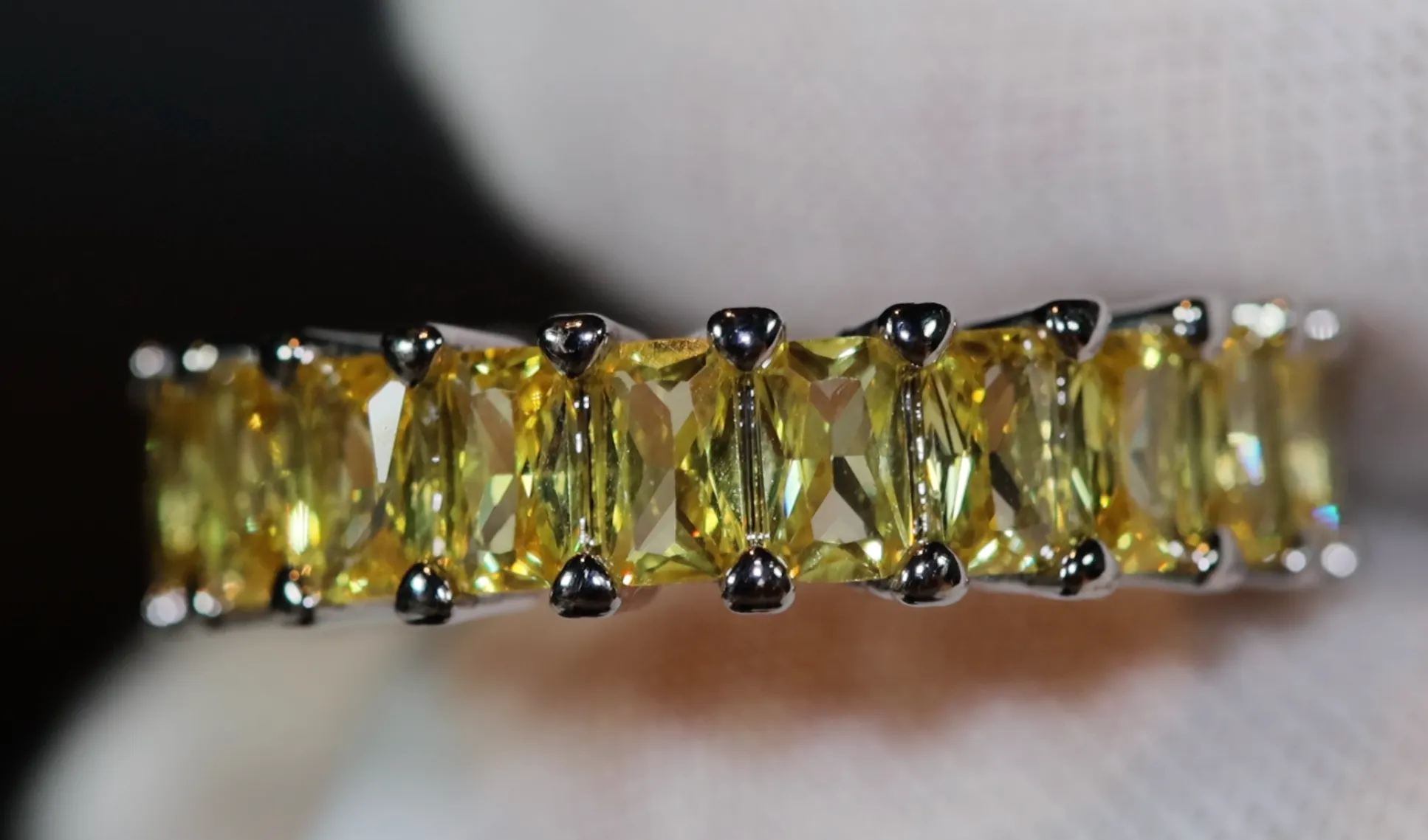 Eternity Ring | Yellow Diamond Ring | Yellow Diamond Engagement Rings | Canary Yellow Diamond Ring | Baguette Ring | Womens Engagement Ring
