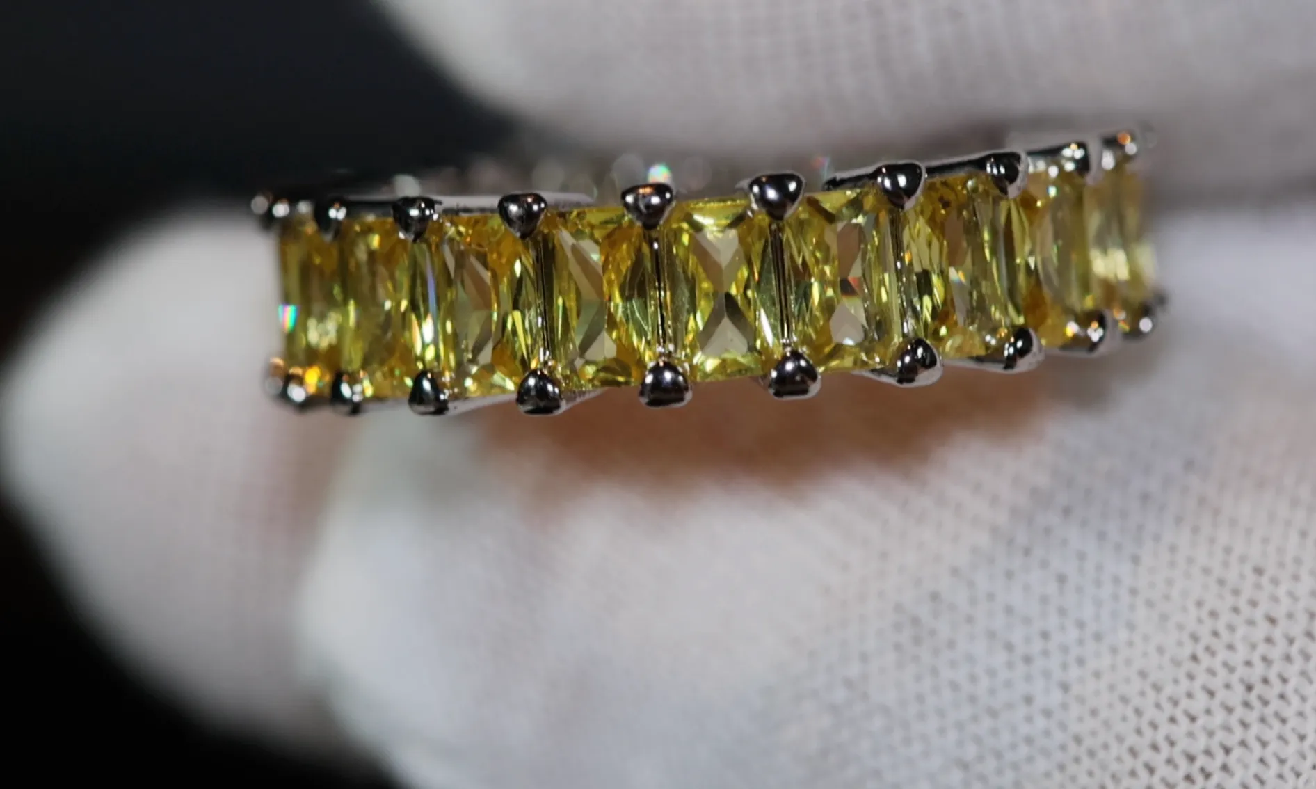 Eternity Ring | Yellow Diamond Ring | Yellow Diamond Engagement Rings | Canary Yellow Diamond Ring | Baguette Ring | Womens Engagement Ring