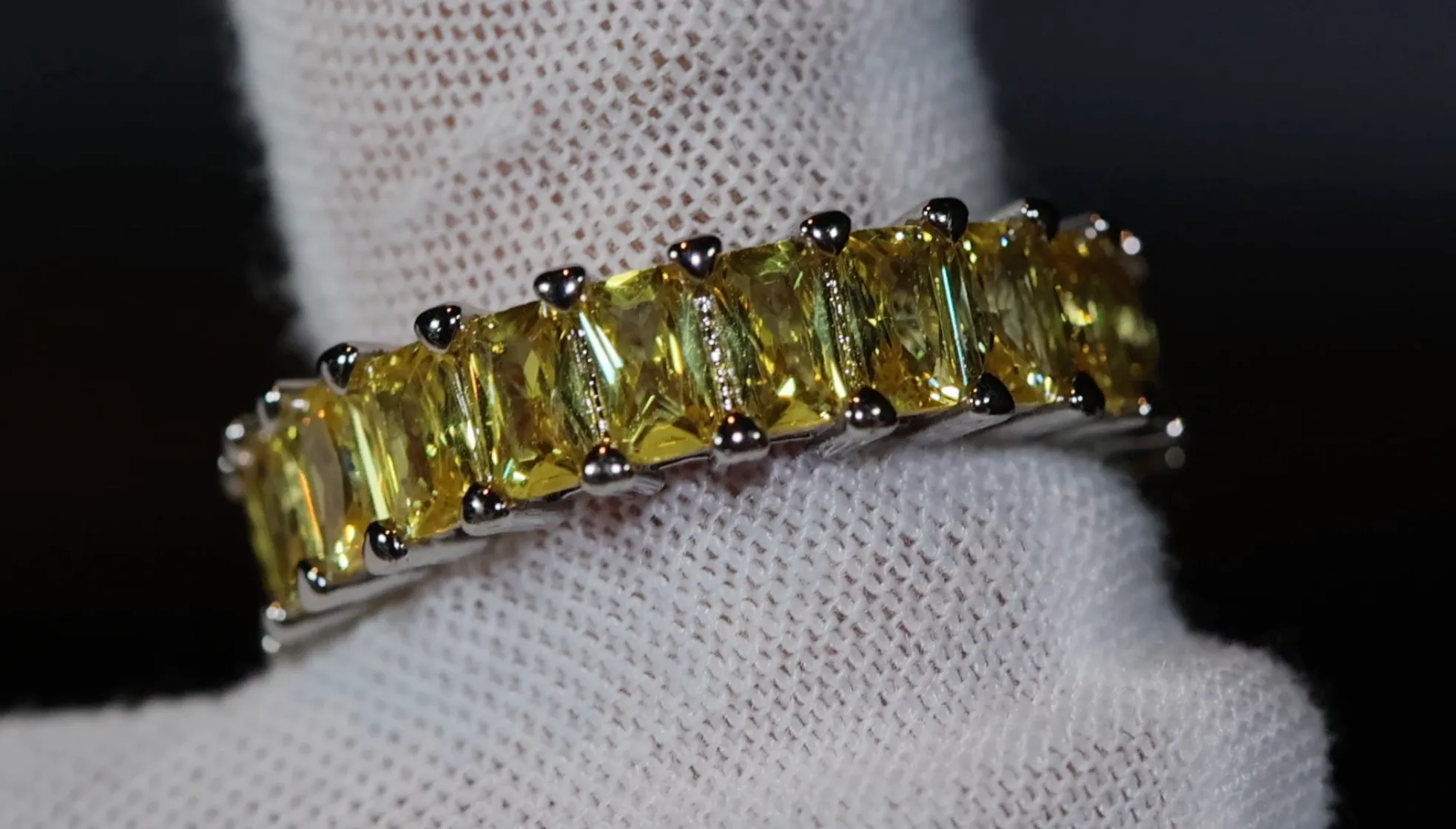 Eternity Ring | Yellow Diamond Ring | Yellow Diamond Engagement Rings | Canary Yellow Diamond Ring | Baguette Ring | Womens Engagement Ring