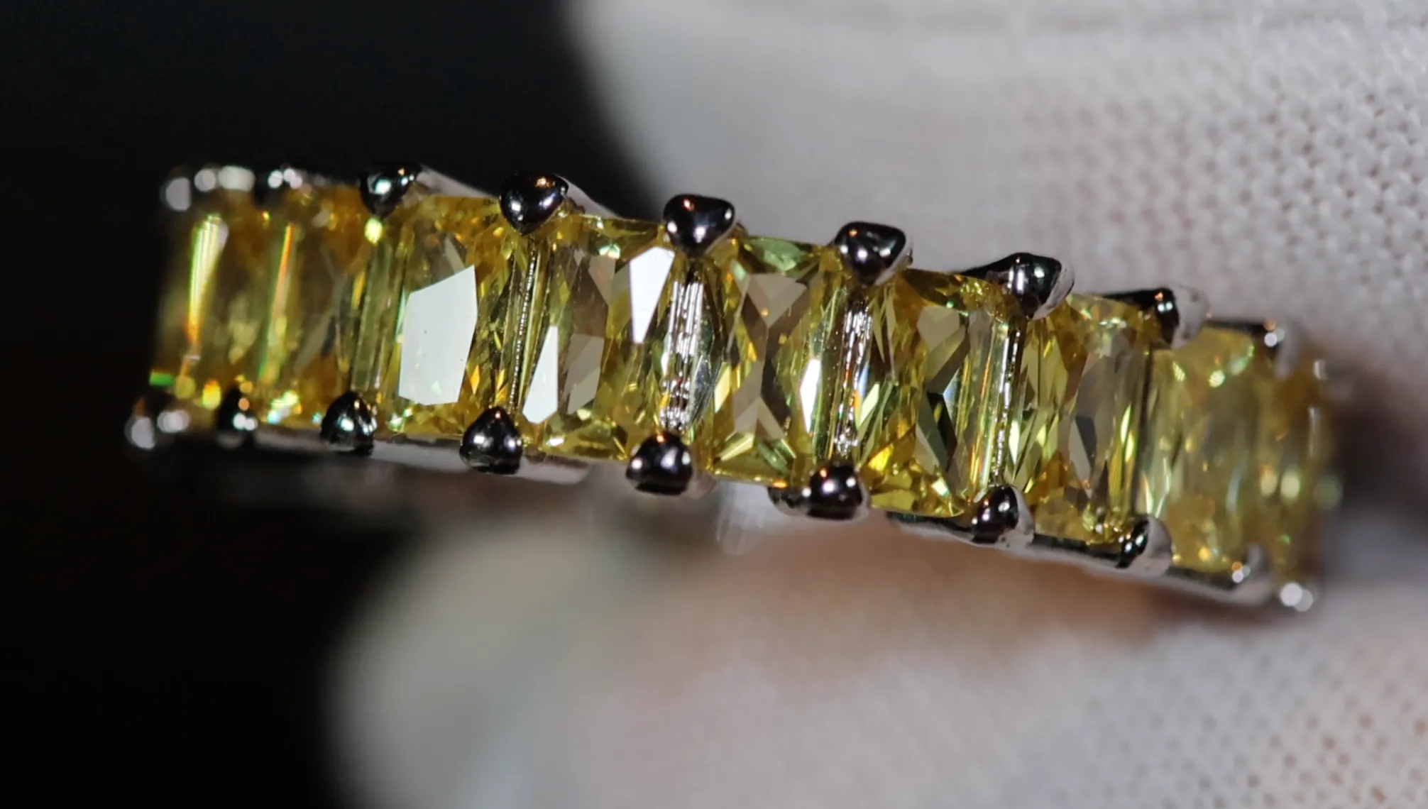 Eternity Ring | Yellow Diamond Ring | Yellow Diamond Engagement Rings | Canary Yellow Diamond Ring | Baguette Ring | Womens Engagement Ring