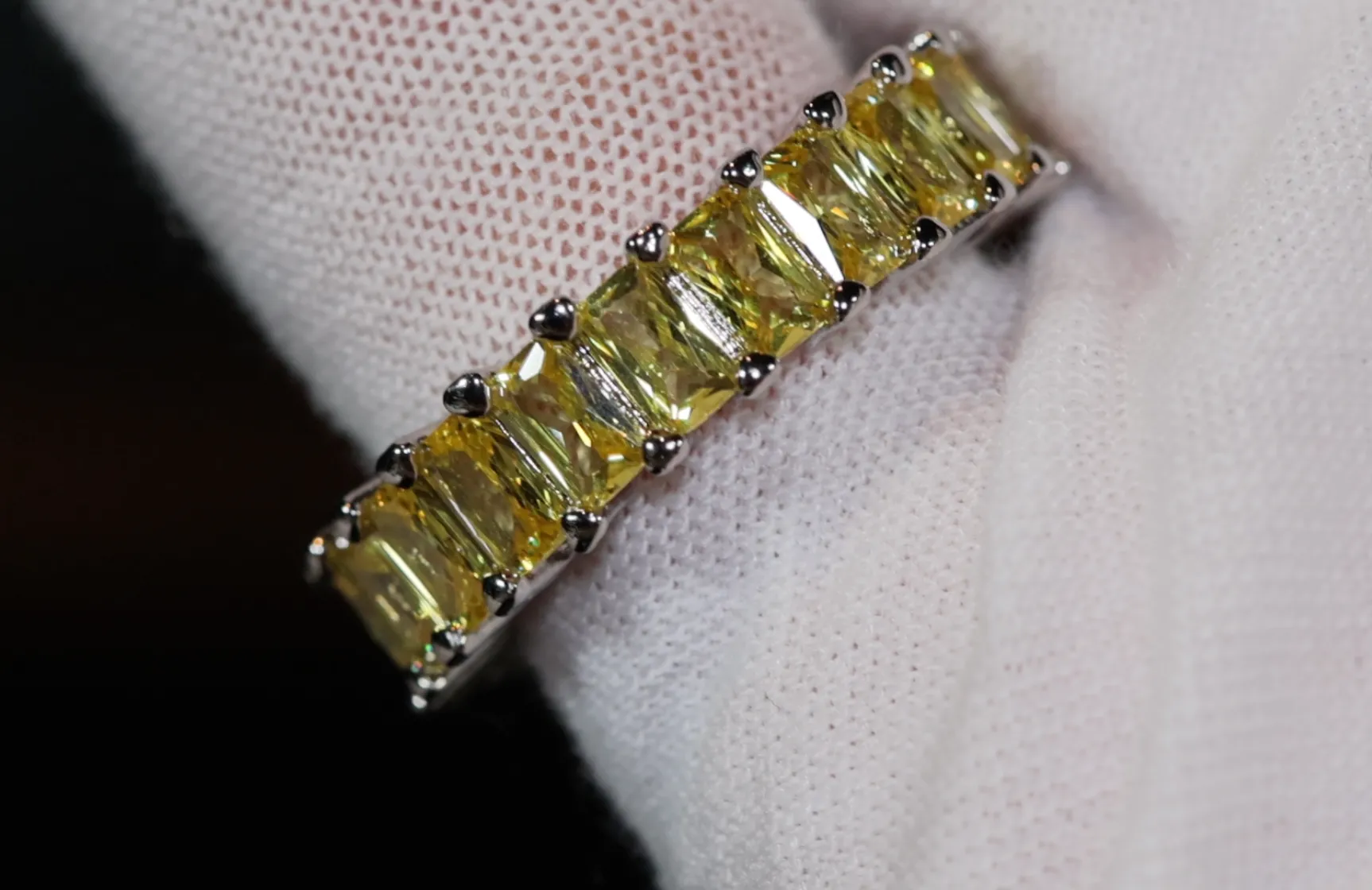 Eternity Ring | Yellow Diamond Ring | Yellow Diamond Engagement Rings | Canary Yellow Diamond Ring | Baguette Ring | Womens Engagement Ring