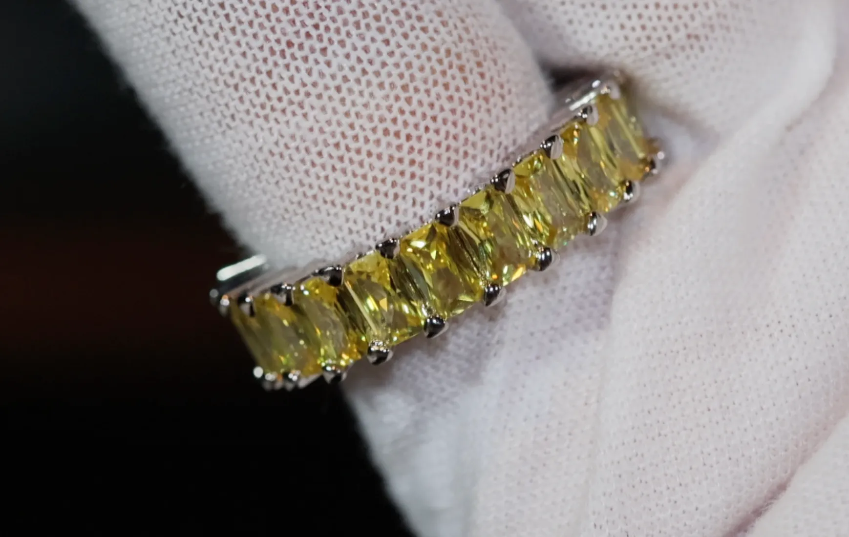 Eternity Ring | Yellow Diamond Ring | Yellow Diamond Engagement Rings | Canary Yellow Diamond Ring | Baguette Ring | Womens Engagement Ring