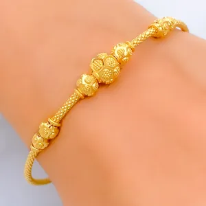 Ethereal Engraved 22k Gold Bangle Bracelet