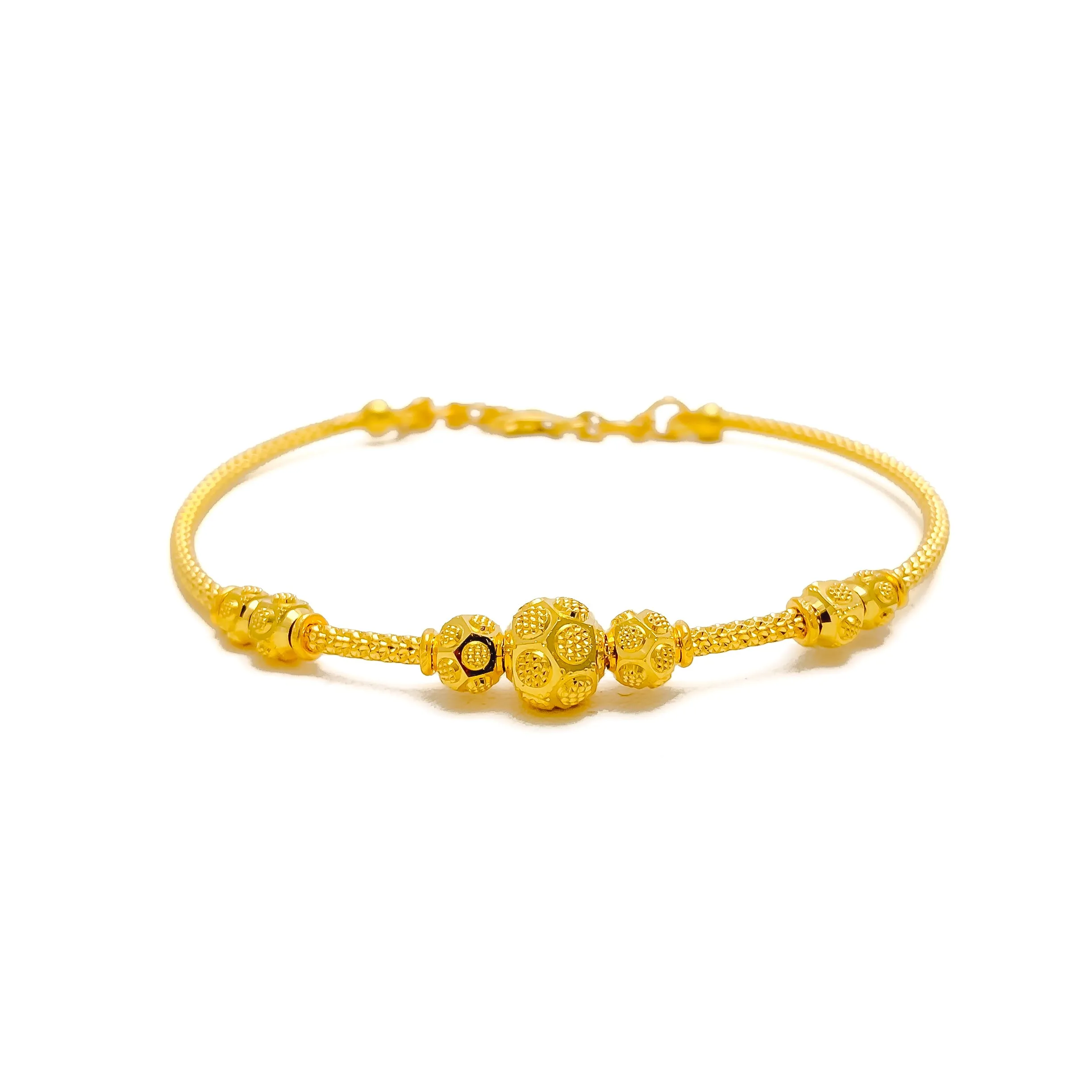 Ethereal Engraved 22k Gold Bangle Bracelet