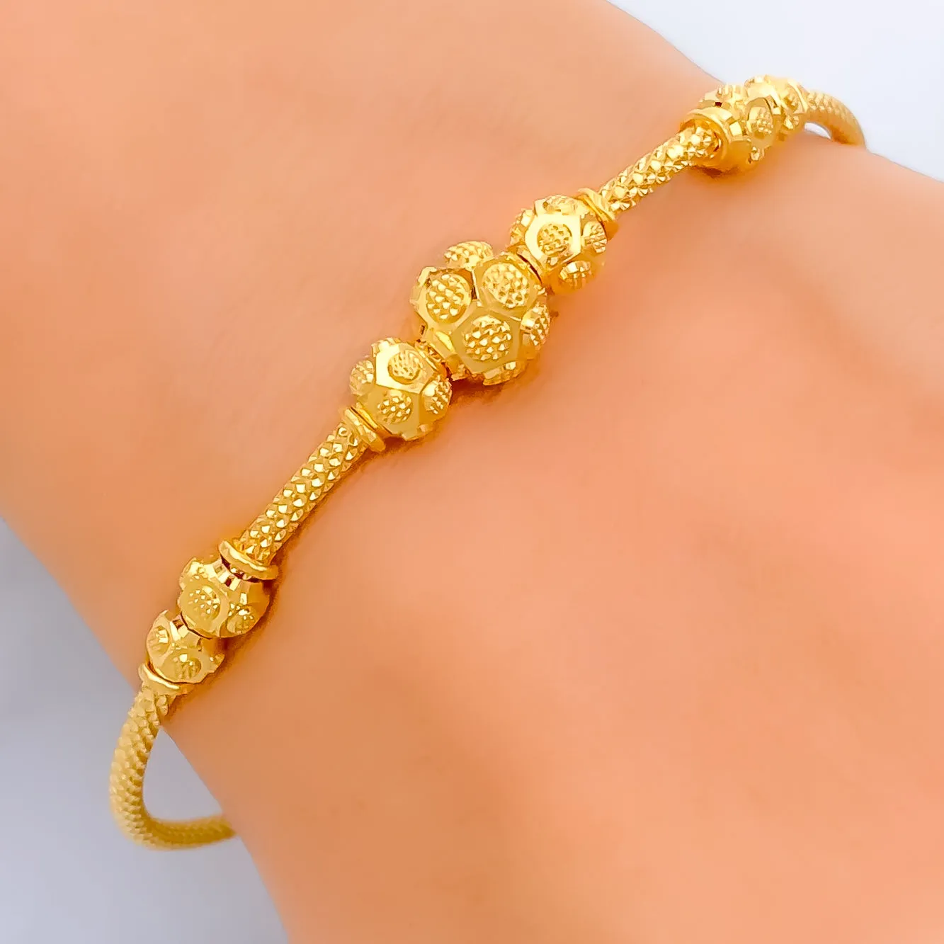 Ethereal Engraved 22k Gold Bangle Bracelet
