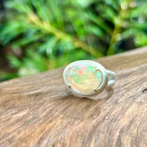 Ethiopian Opal Ring, Handmade with 100% Recycled Sterling Silver & 14K Gold