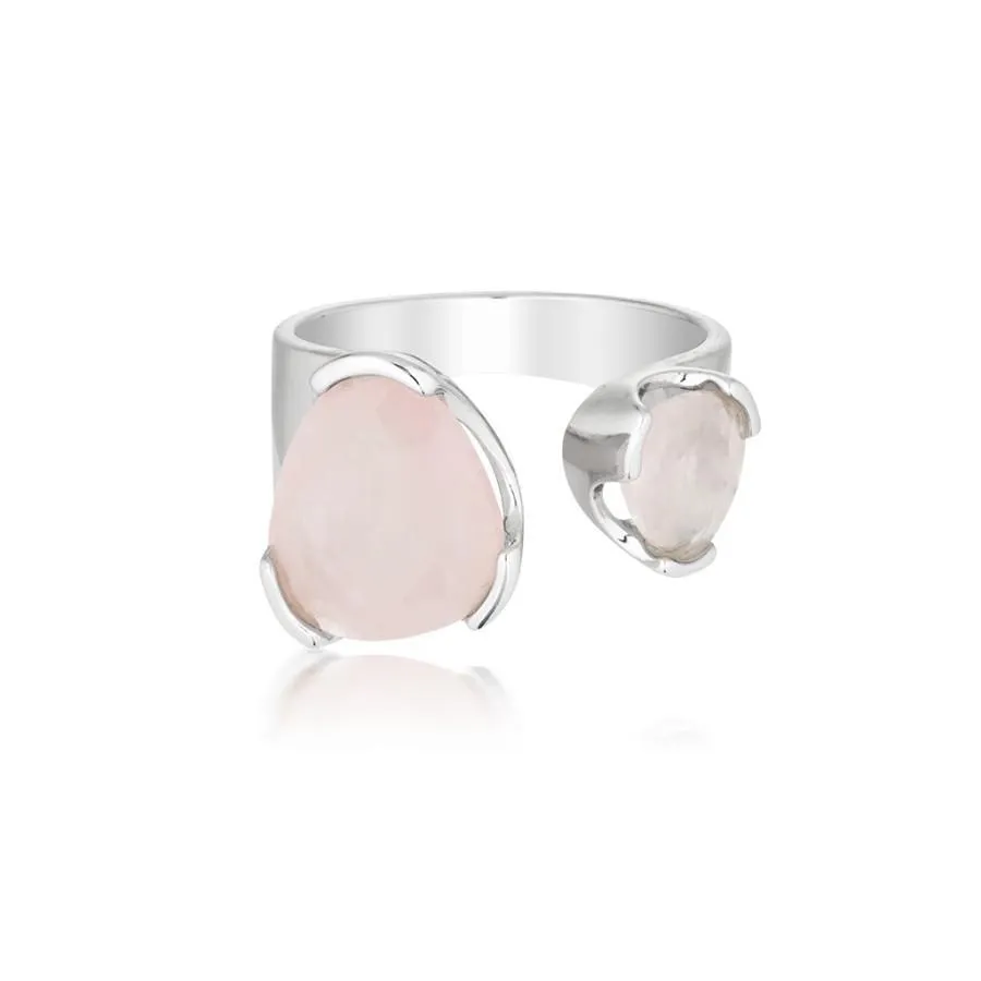 Everyday Gemstone Ring - Rose Quartz Duet