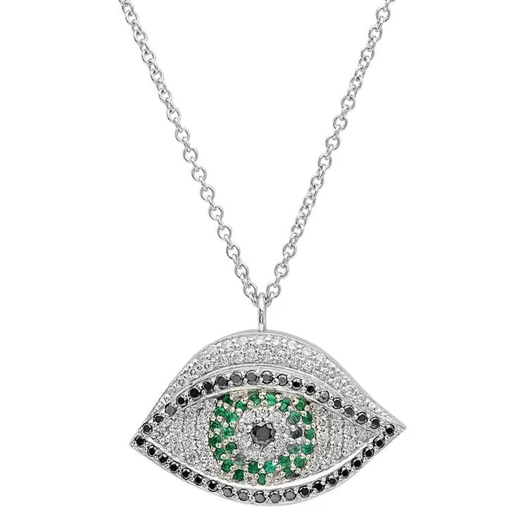 Evil Eye Pendant Necklace with Diamonds & Gemstones