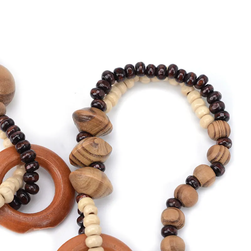 Exotic Hollow Round Wood Bead Necklace