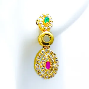 Exquisite Colorful 22k Gold CZ Hanging Earrings