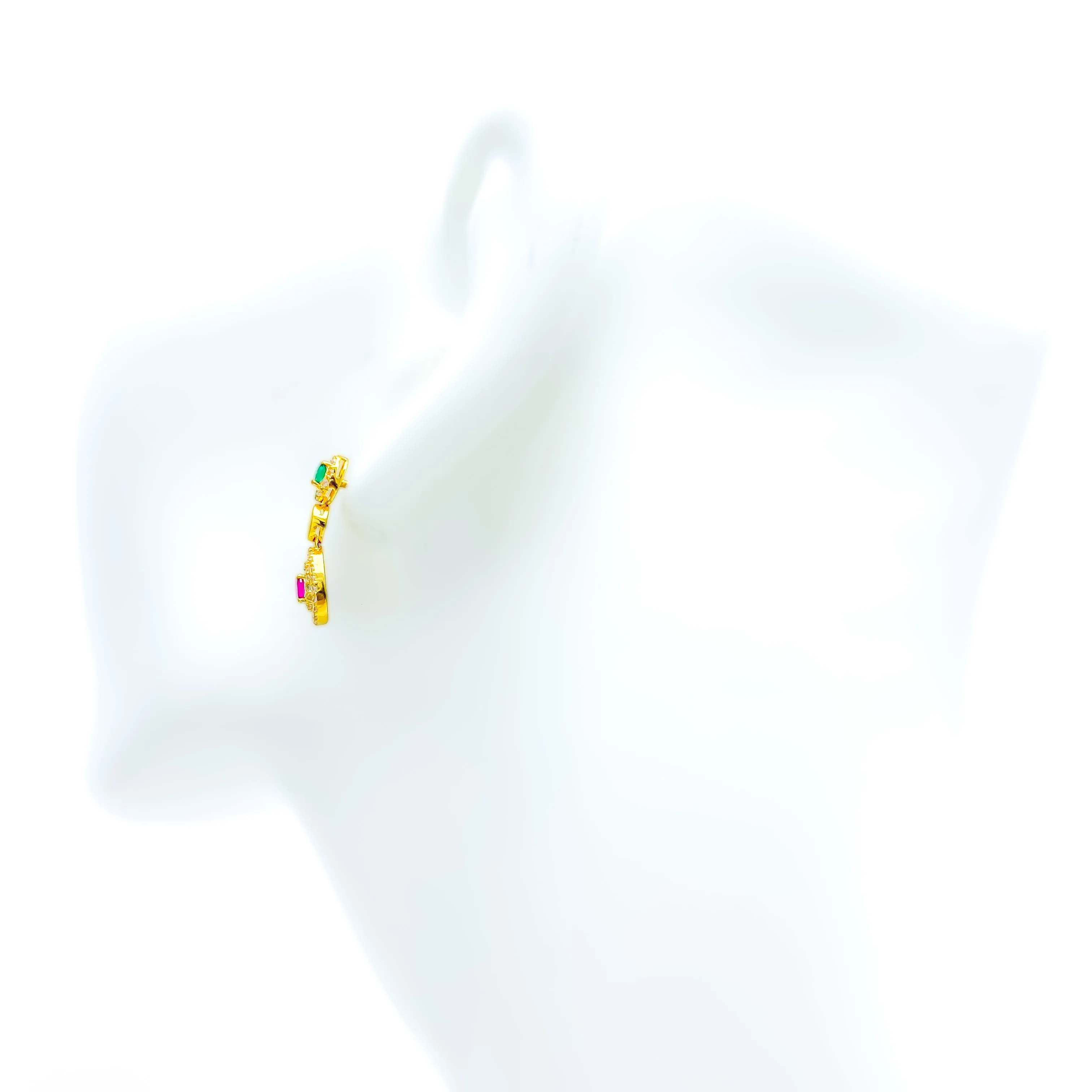 Exquisite Colorful 22k Gold CZ Hanging Earrings