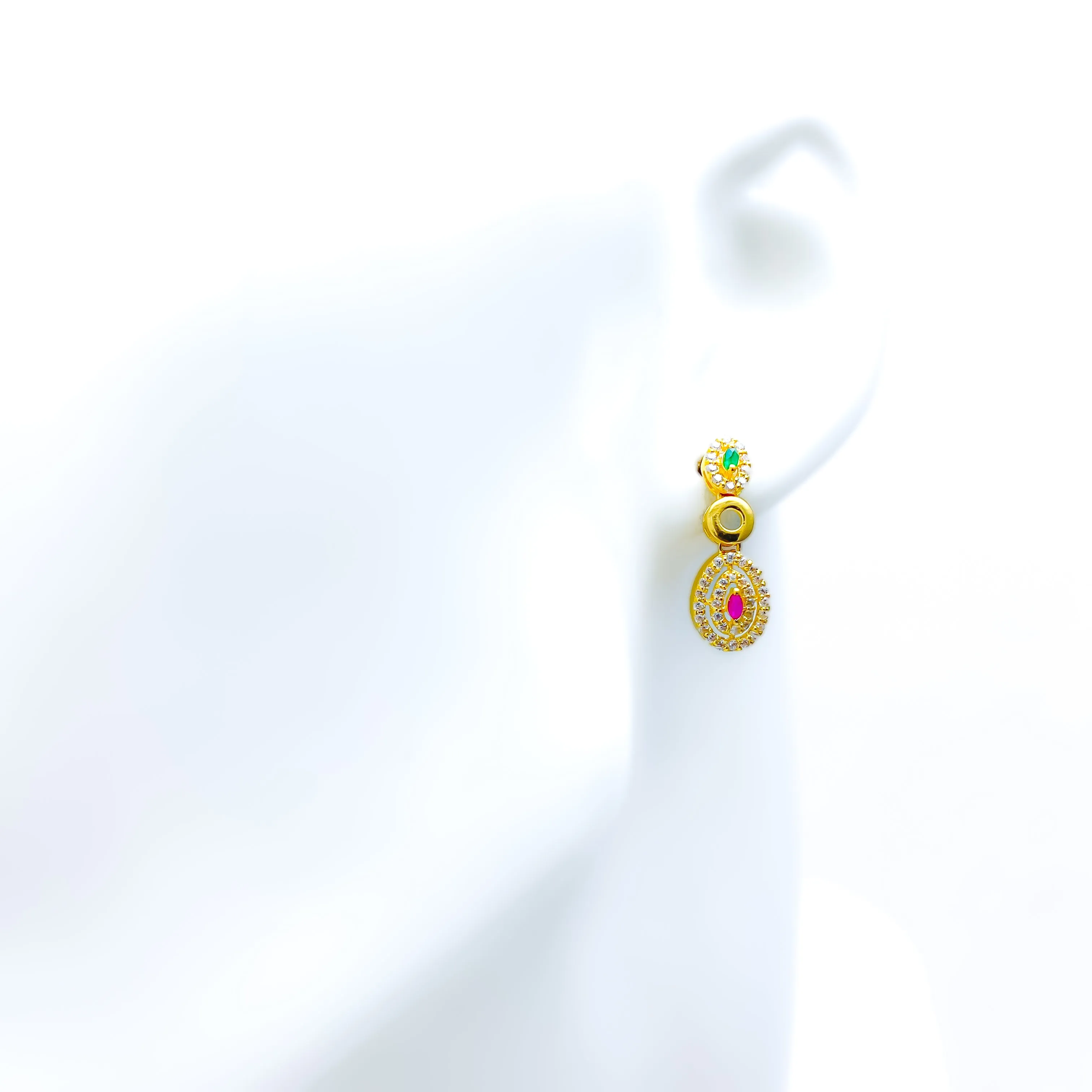 Exquisite Colorful 22k Gold CZ Hanging Earrings