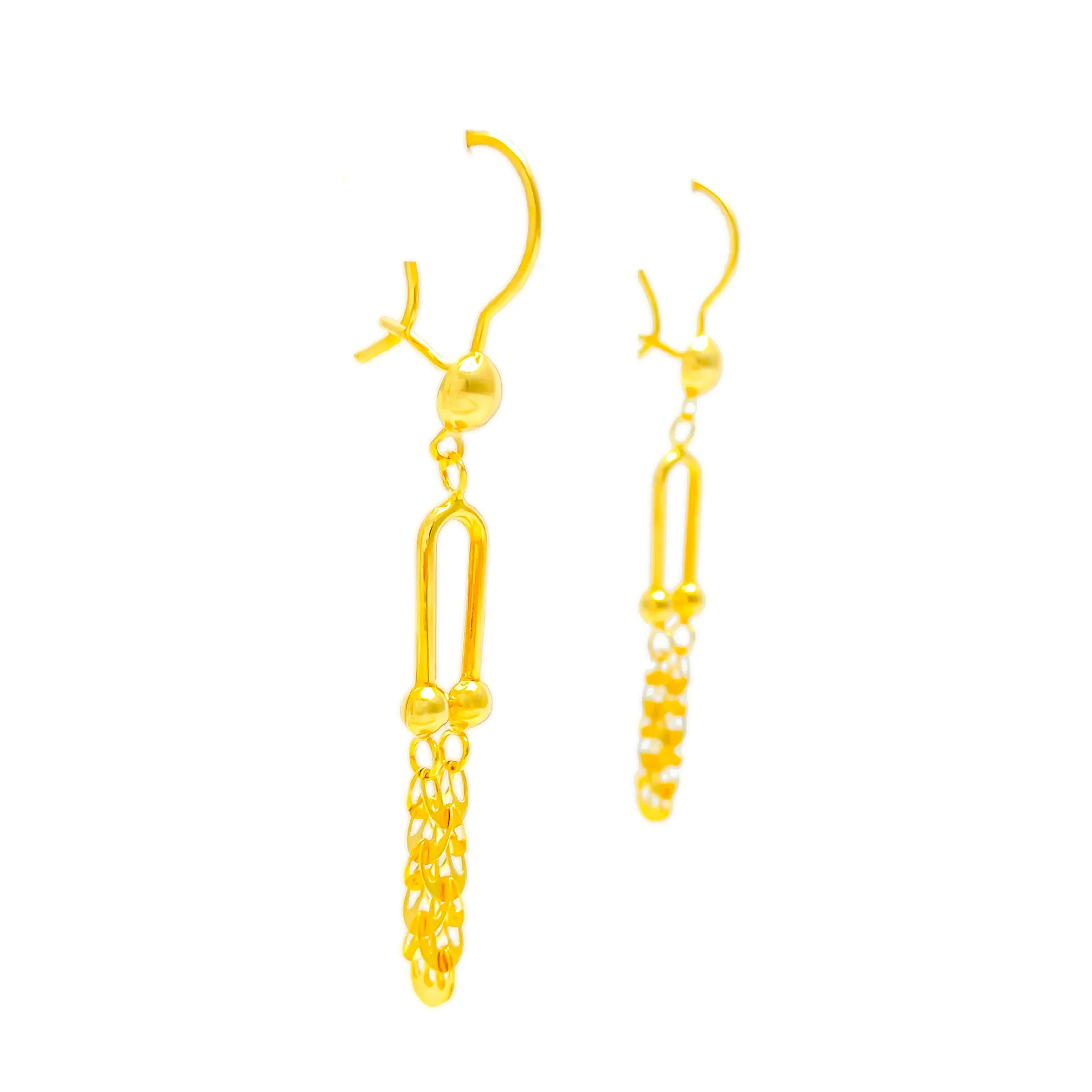Exquisite Dainty 21k Gold Hanging Earrings
