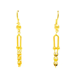 Exquisite Dainty 21k Gold Hanging Earrings