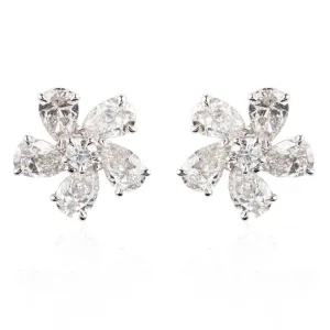 Exquisite Flower Shaped Diamond Earrings