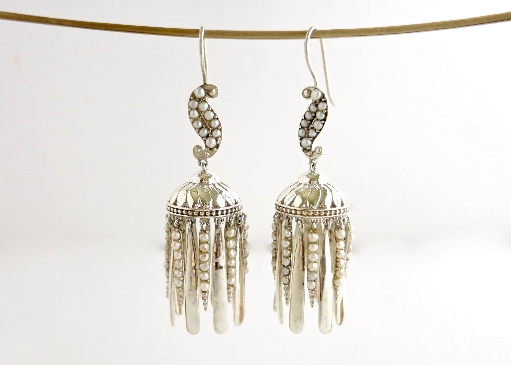 Exquisite, pearl encrusted Victorian chandelier earrings/jhumkas
