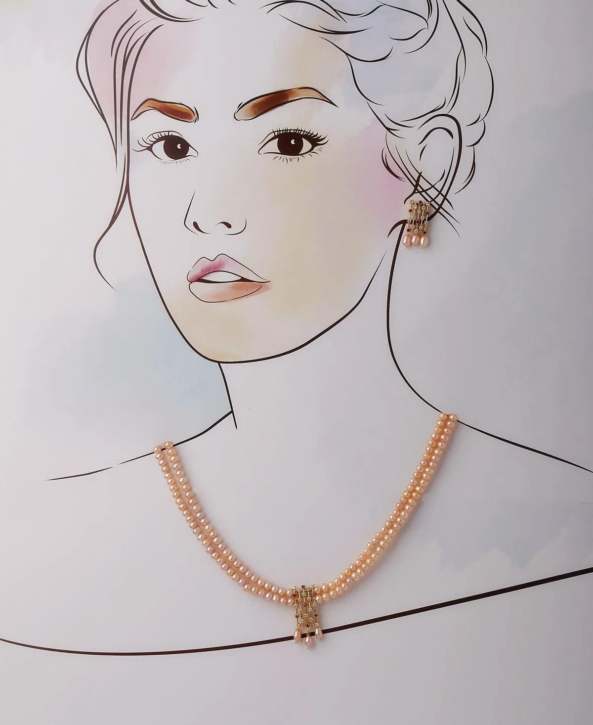 Exquisite Real Pearl Necklace Set