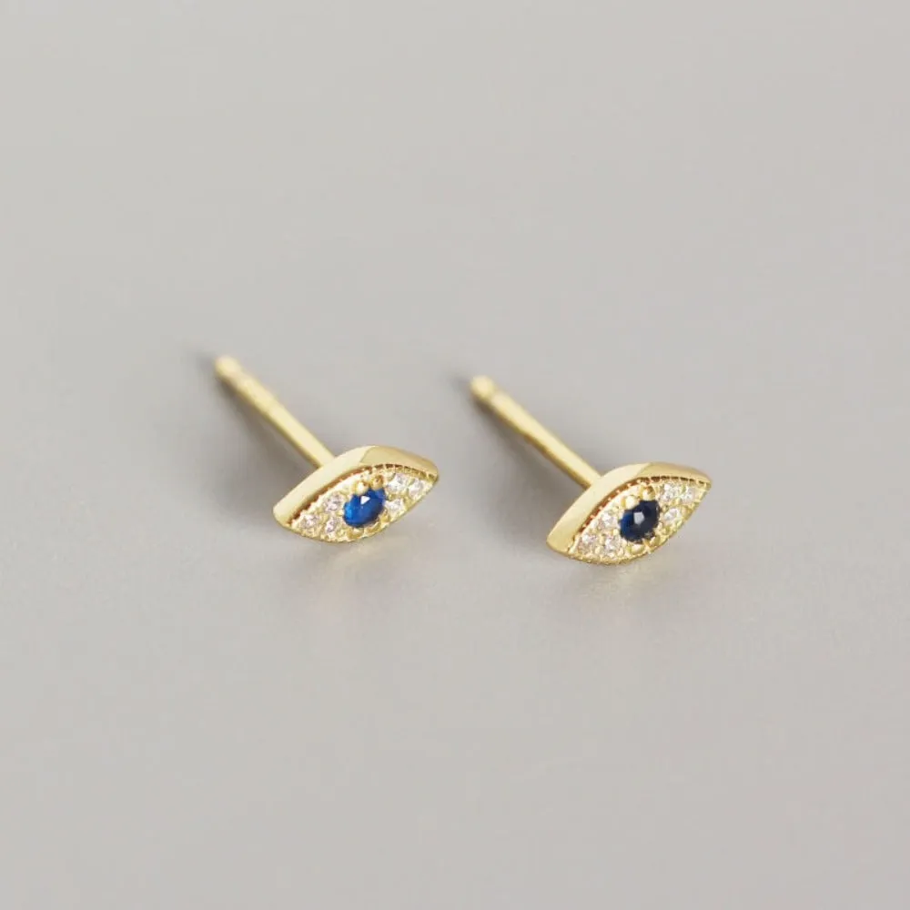 Exquisite Sterling Silver Demon Eye Stud Earrings - A Mesmerizing Bohemian Delight