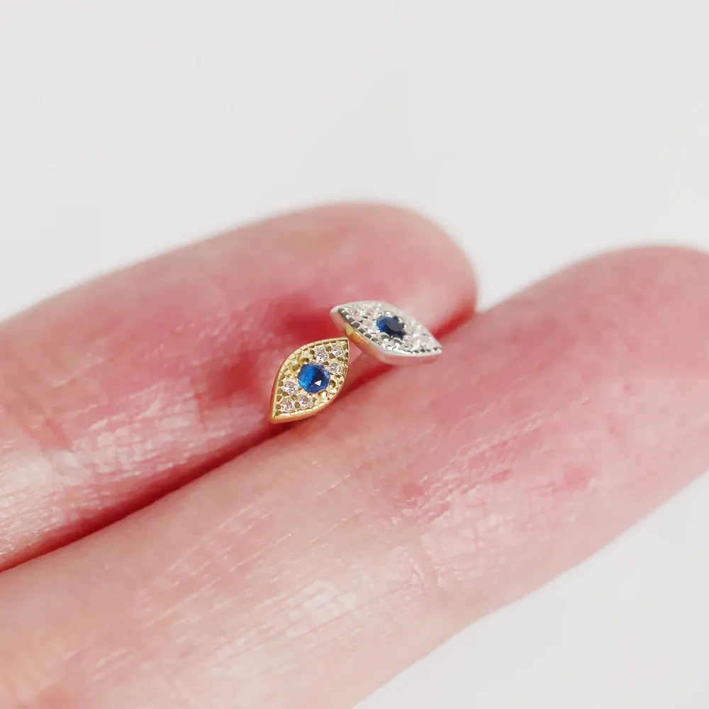 Exquisite Sterling Silver Demon Eye Stud Earrings - A Mesmerizing Bohemian Delight