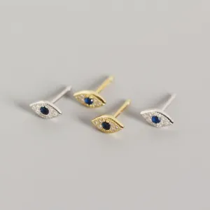 Exquisite Sterling Silver Demon Eye Stud Earrings - A Mesmerizing Bohemian Delight