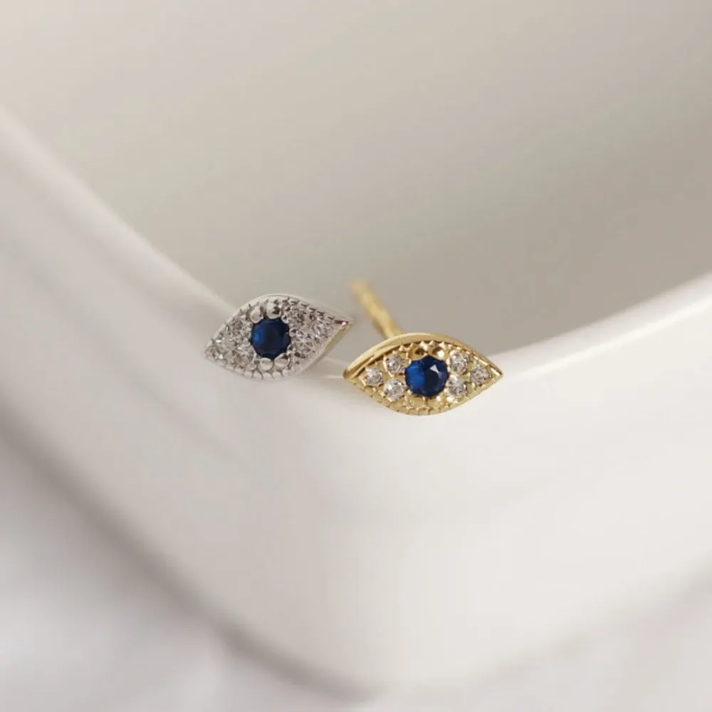 Exquisite Sterling Silver Demon Eye Stud Earrings - A Mesmerizing Bohemian Delight