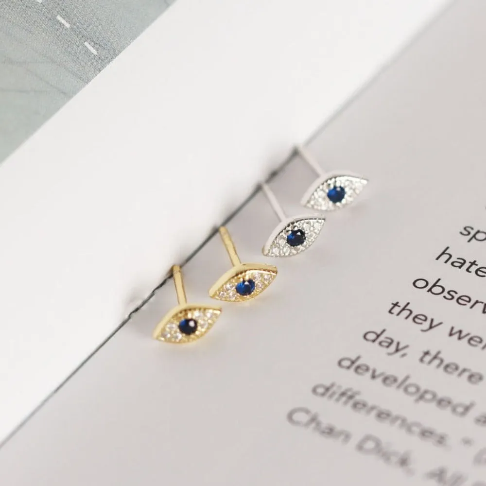 Exquisite Sterling Silver Demon Eye Stud Earrings - A Mesmerizing Bohemian Delight