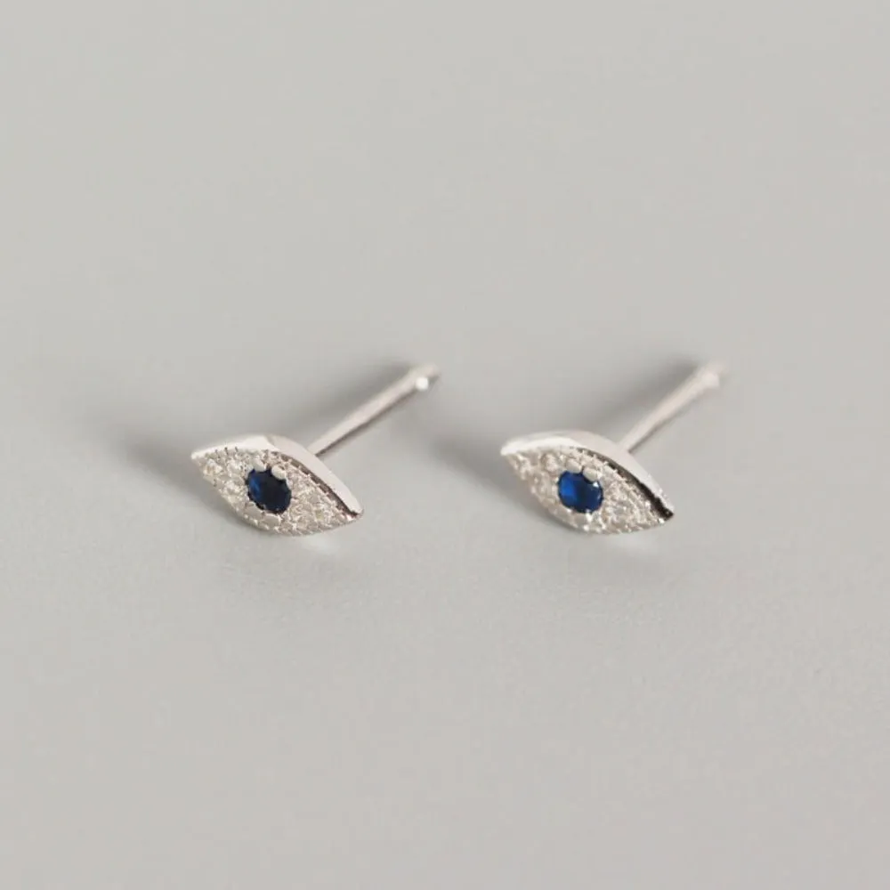 Exquisite Sterling Silver Demon Eye Stud Earrings - A Mesmerizing Bohemian Delight