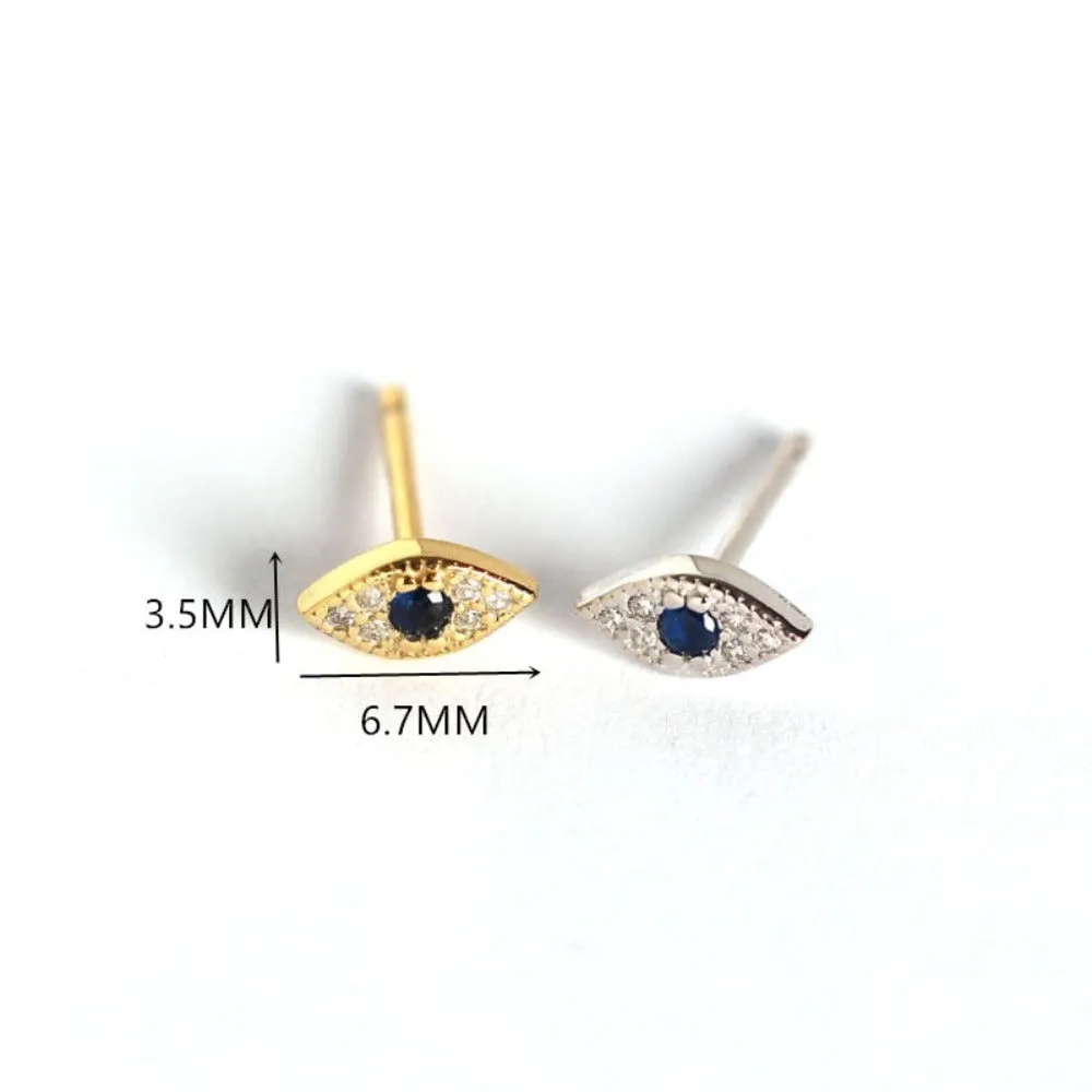 Exquisite Sterling Silver Demon Eye Stud Earrings - A Mesmerizing Bohemian Delight