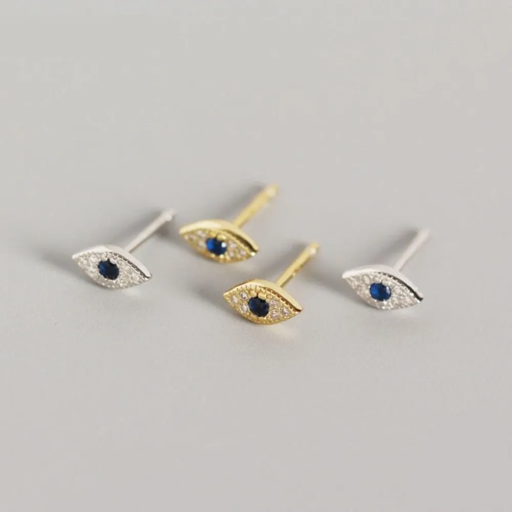 Exquisite Sterling Silver Demon Eye Stud Earrings - A Mesmerizing Bohemian Delight