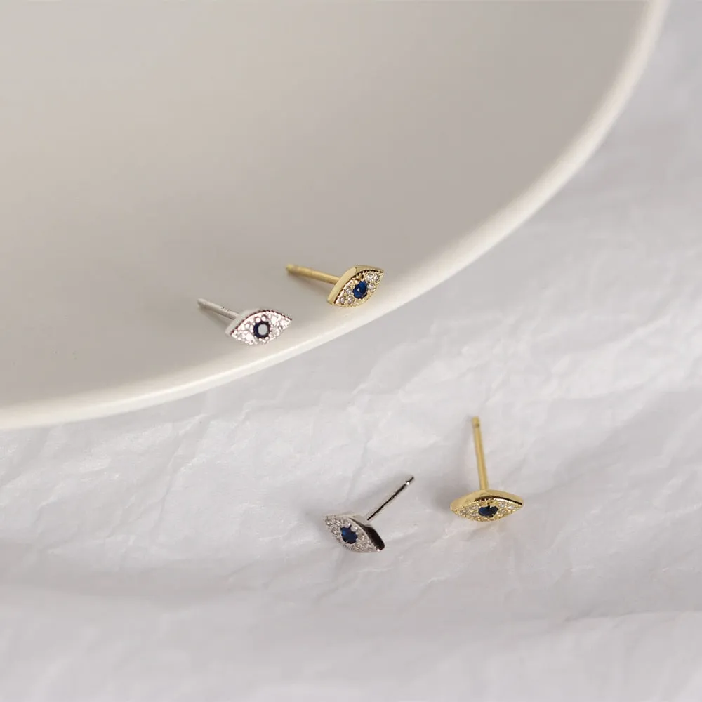 Exquisite Sterling Silver Demon Eye Stud Earrings - A Mesmerizing Bohemian Delight