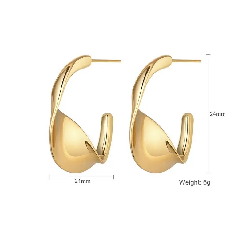 Exquisite Twisted Gold Hoop Earrings