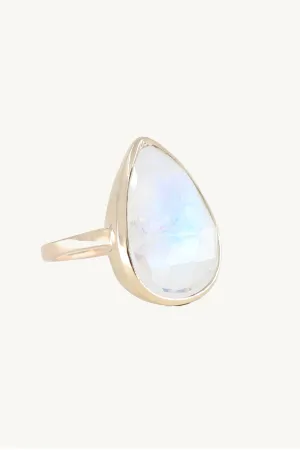 Faceted Pear Moonstone Ring