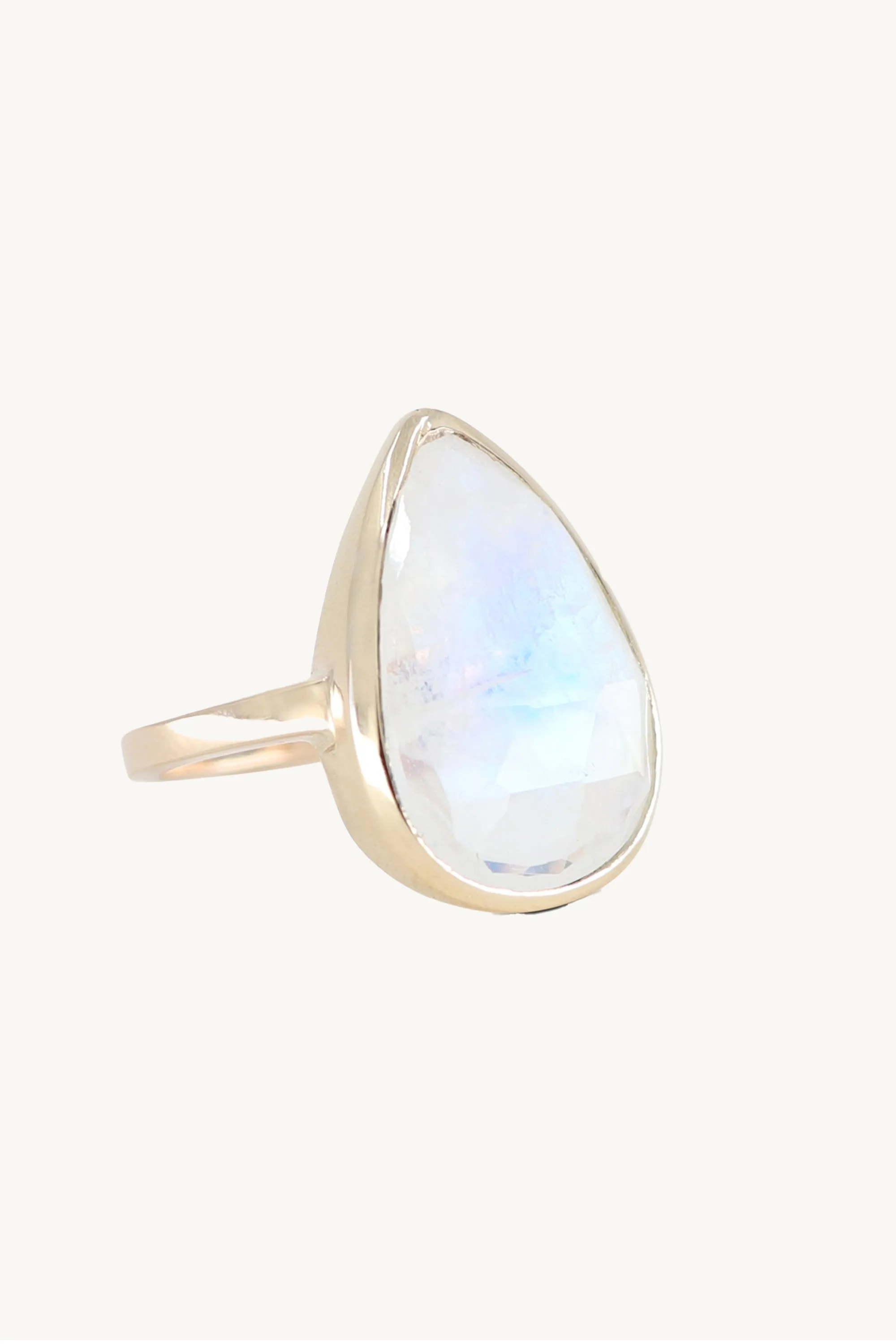 Faceted Pear Moonstone Ring