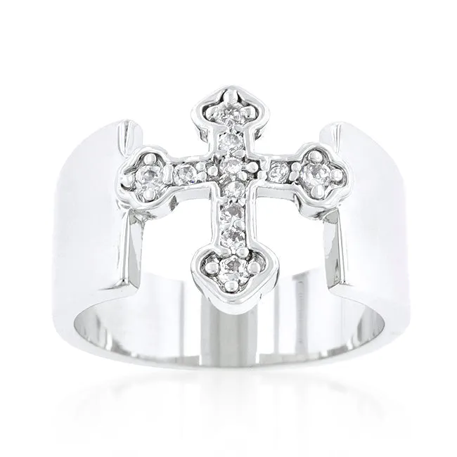 Faith CZ Gold Cross Band Ring | 0.5ct