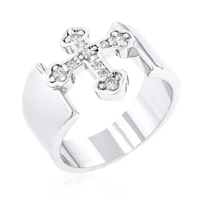 Faith CZ Gold Cross Band Ring | 0.5ct