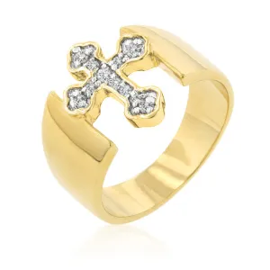 Faith CZ Gold Cross Band Ring | 0.5ct