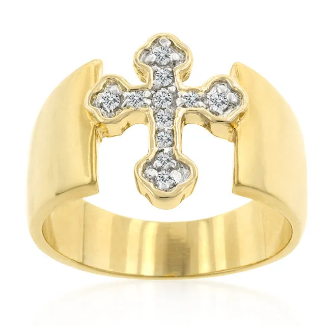 Faith CZ Gold Cross Band Ring | 0.5ct