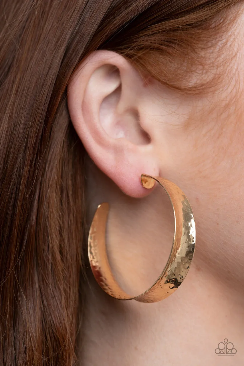 Fearlessly Flared Gold Paparazzi Earrings