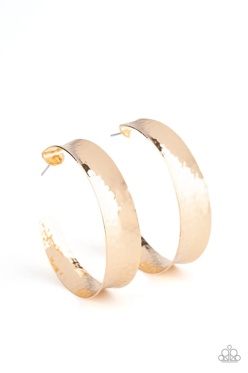 Fearlessly Flared Gold Paparazzi Earrings
