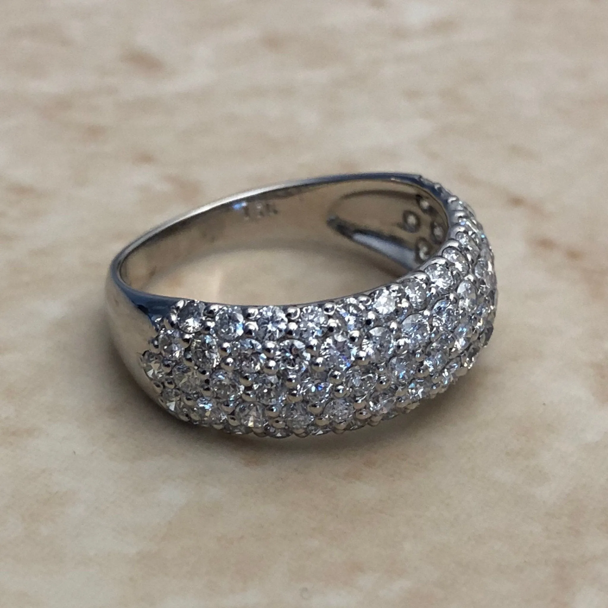 Fine Platinum Pave 1.50 Carat Diamond Dome Band Ring