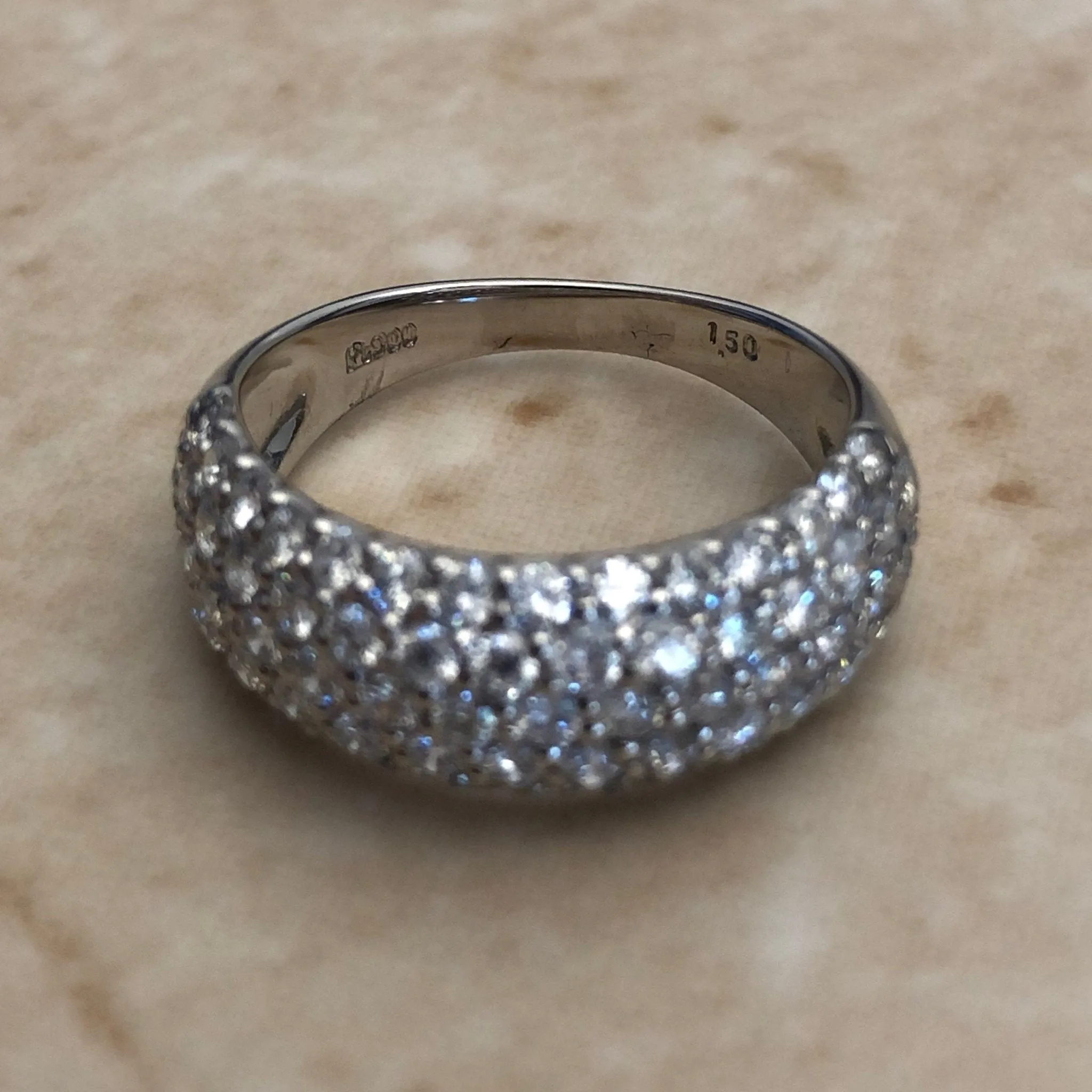 Fine Platinum Pave 1.50 Carat Diamond Dome Band Ring