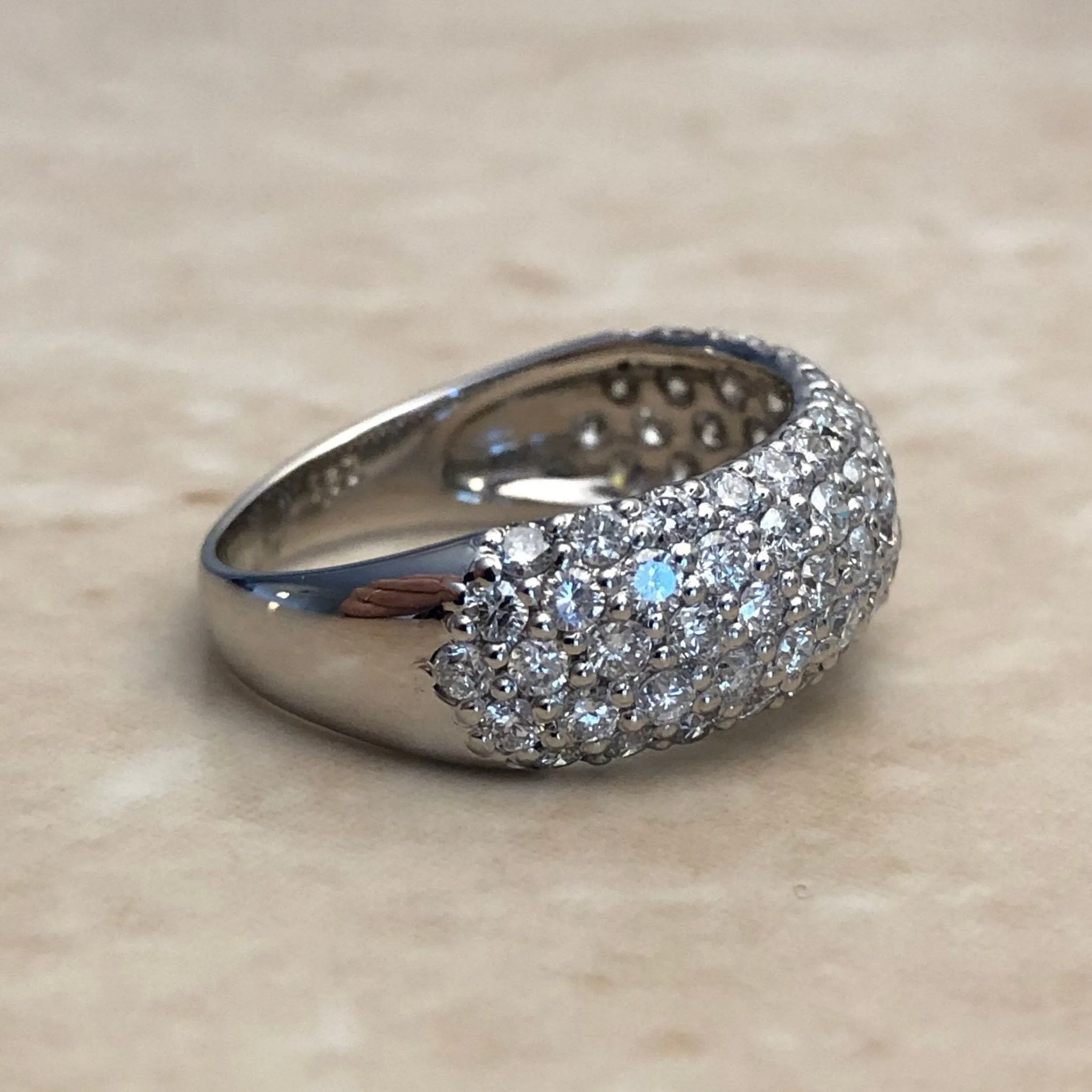 Fine Platinum Pave 1.50 Carat Diamond Dome Band Ring