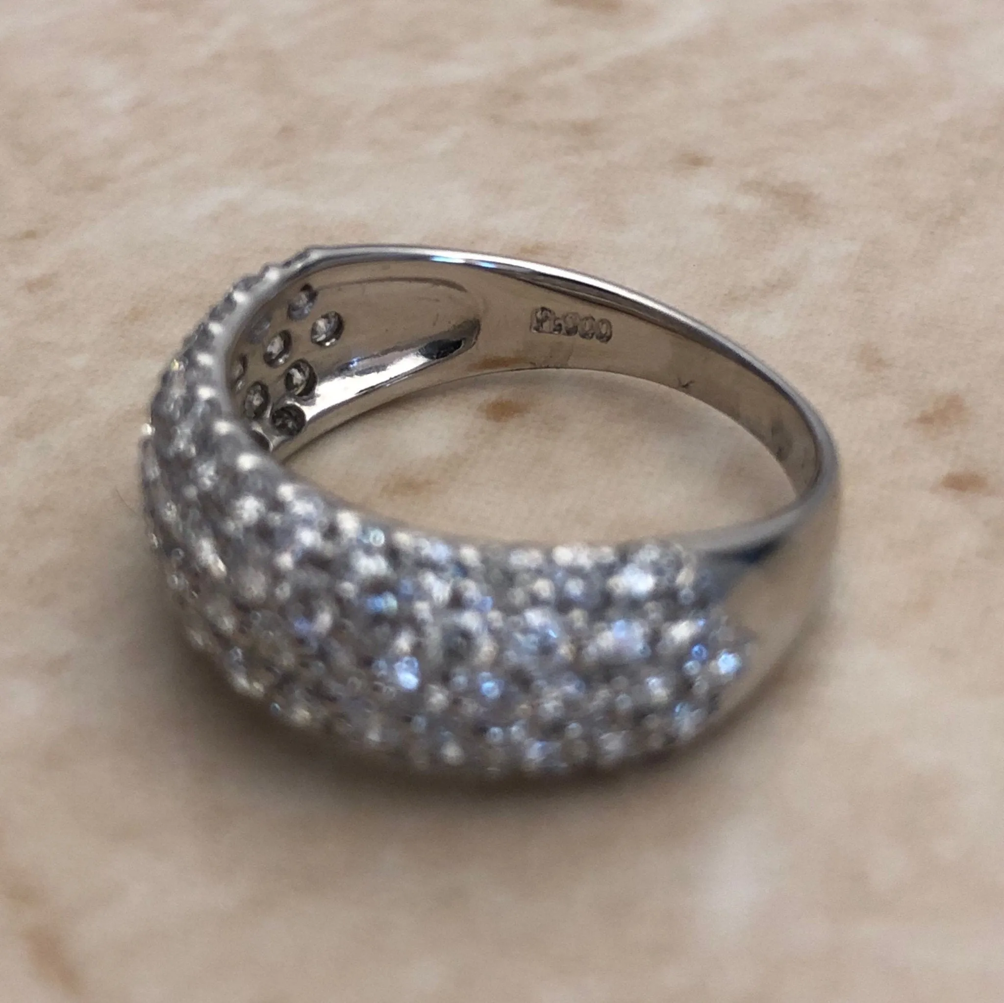 Fine Platinum Pave 1.50 Carat Diamond Dome Band Ring