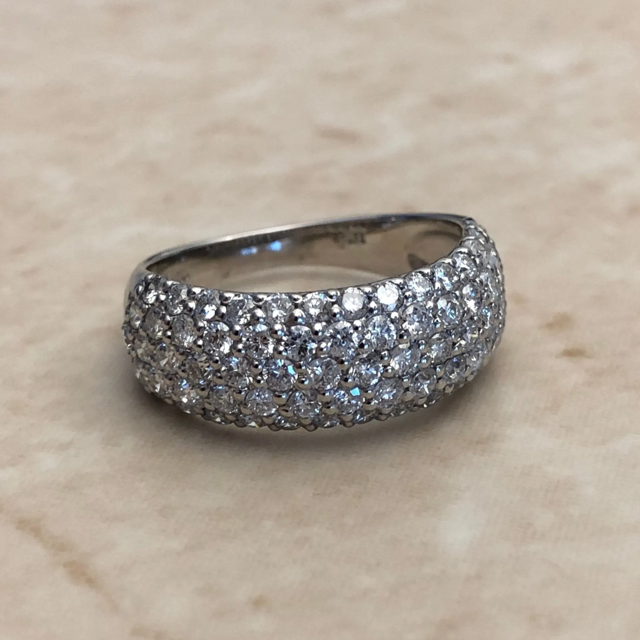 Fine Platinum Pave 1.50 Carat Diamond Dome Band Ring
