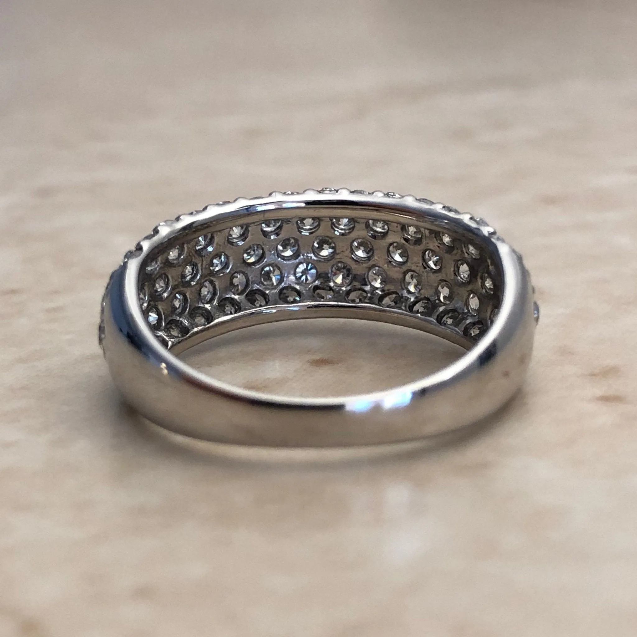 Fine Platinum Pave 1.50 Carat Diamond Dome Band Ring