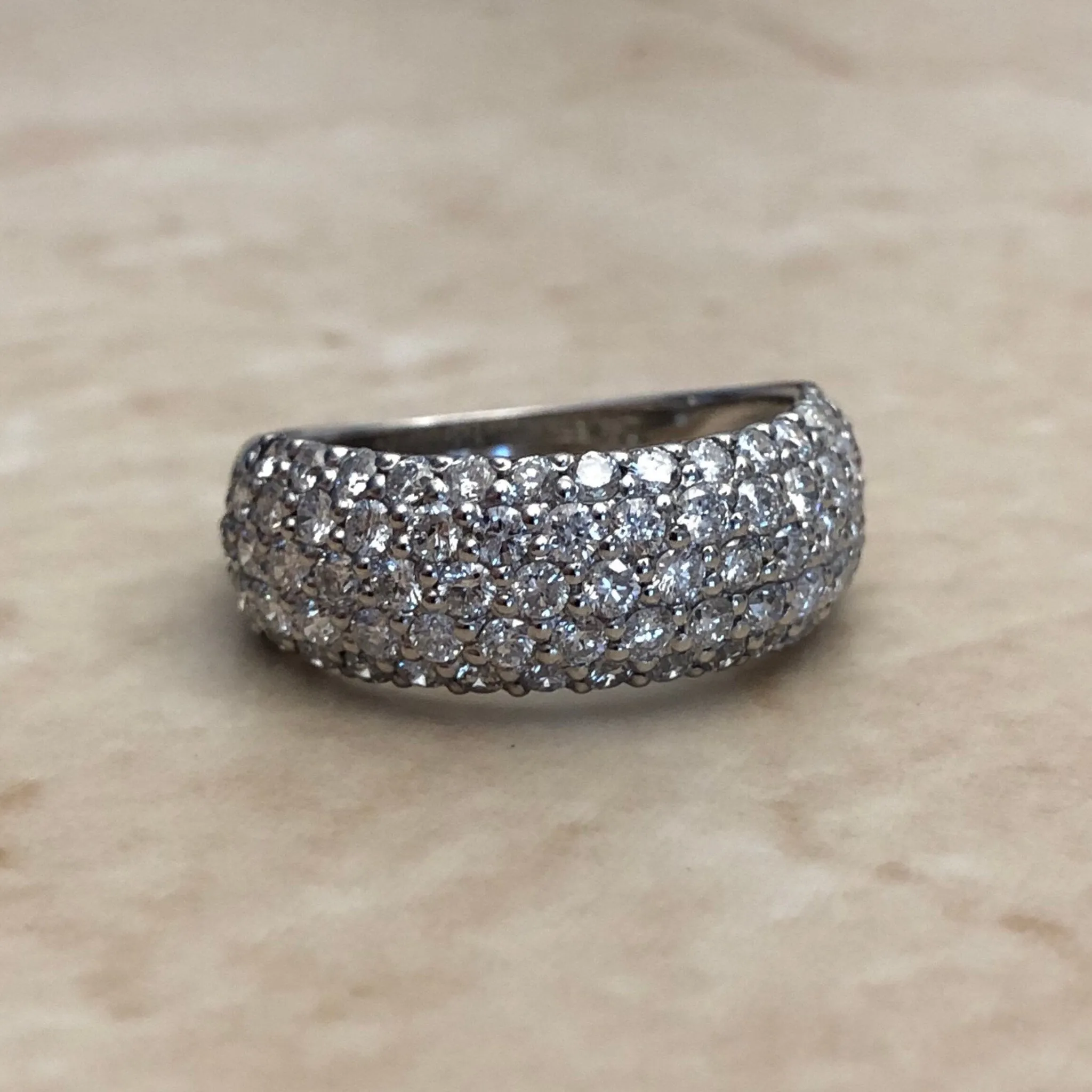 Fine Platinum Pave 1.50 Carat Diamond Dome Band Ring