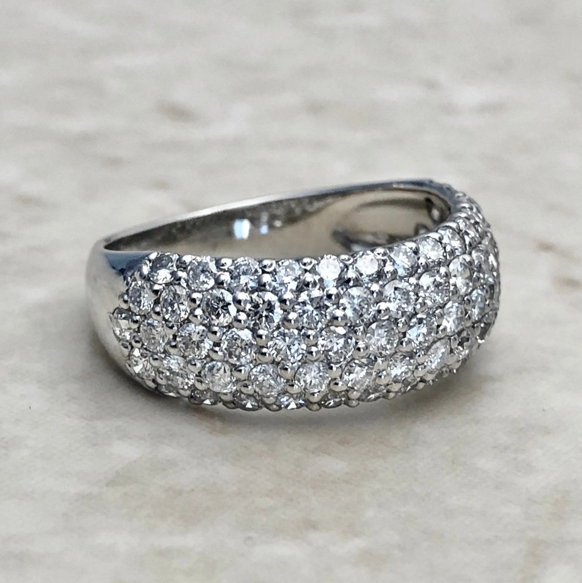 Fine Platinum Pave 1.50 Carat Diamond Dome Band Ring