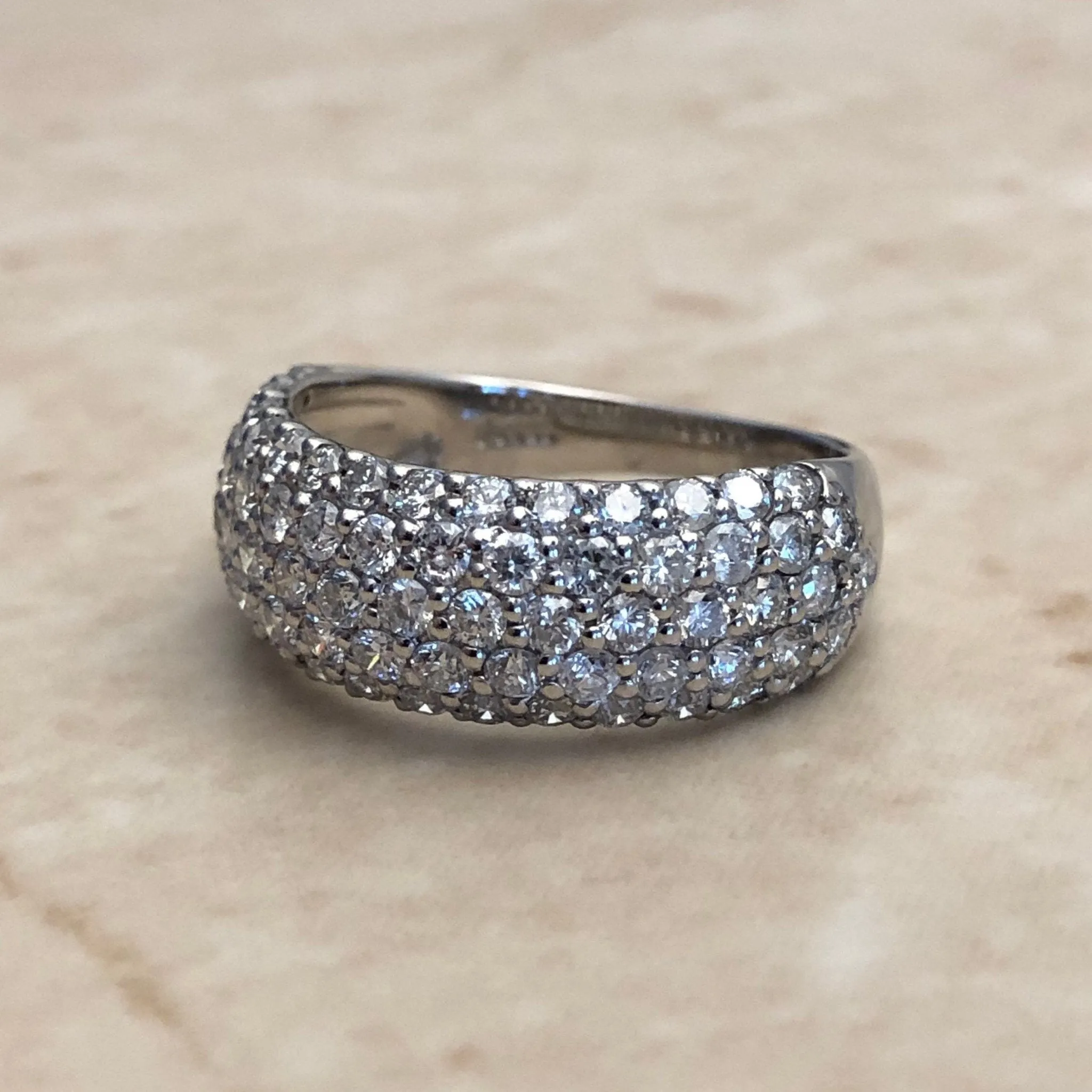 Fine Platinum Pave 1.50 Carat Diamond Dome Band Ring